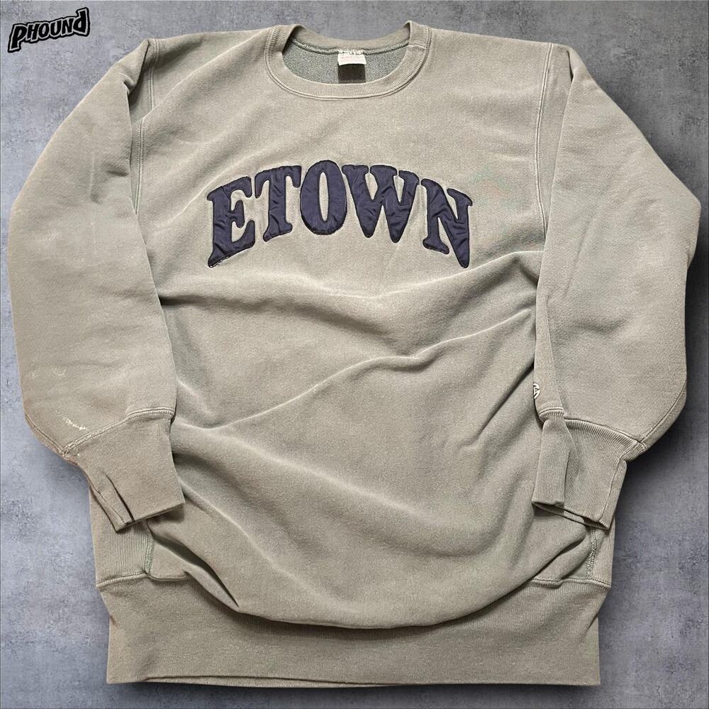 Vintage Champion Reverse Weave Sweatshirt Mens 2XL Green ETOWN Elizabethtown 90s